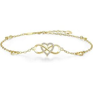 Anklets for Women 925 Sterling Silver Infinity Hear Ankle Bracelet